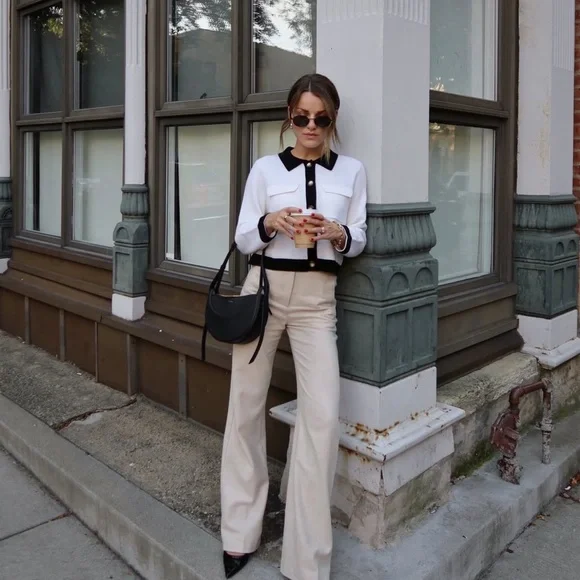 Sezane Black and White Buttoned Betty Cardigan size Small - Picture 3 of 9